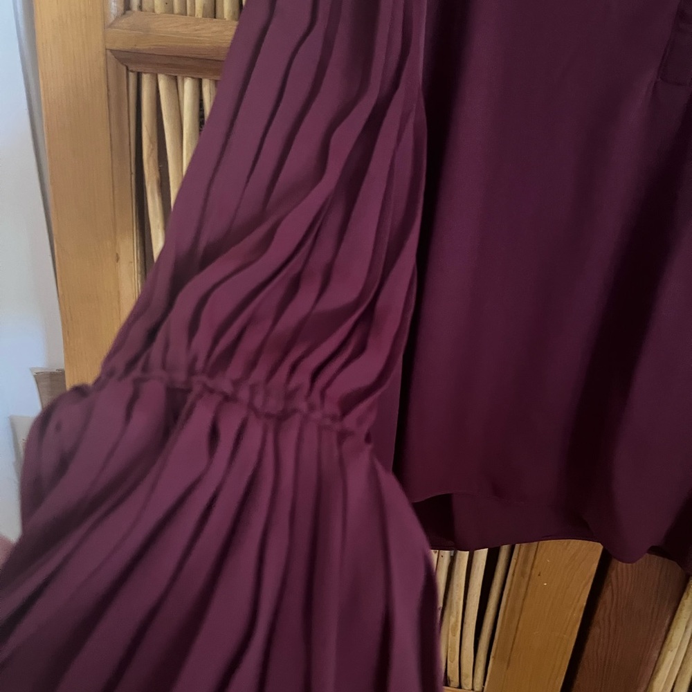 Chico's 3 Burgundy Blouse Flowing Sleeve